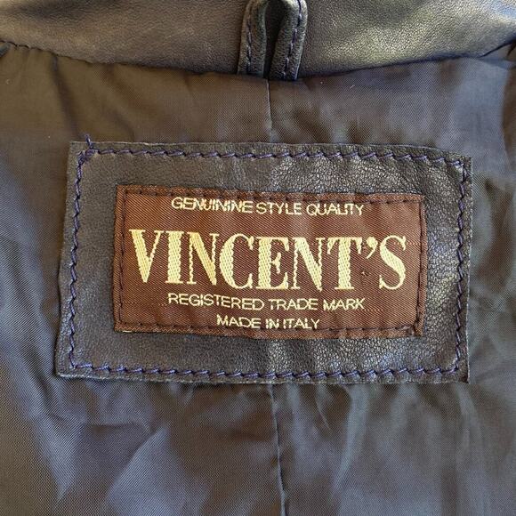 Vincent's Gunmetal Leather Peacoat Trenchcoat Italian Artisan sz 42, US 4-6 - Picture 16 of 16